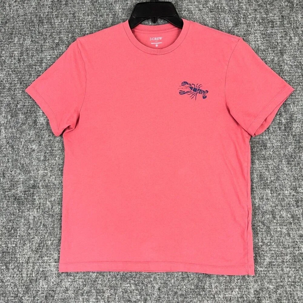 J‎ Crew Shirt Mens Medium Red Lobster Bake Beach Tee Cotton Short Sleeve
